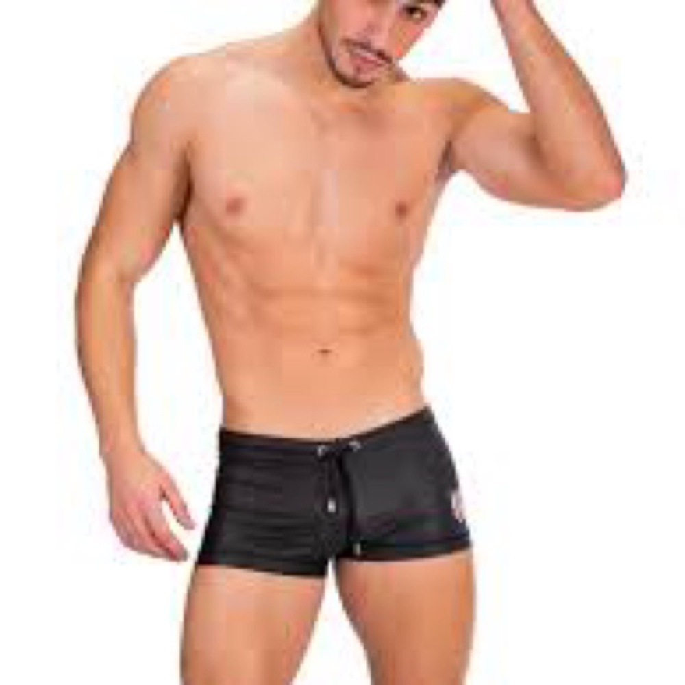 Barcode Berlin Brady Leather-look Black Athletic Short Shorts